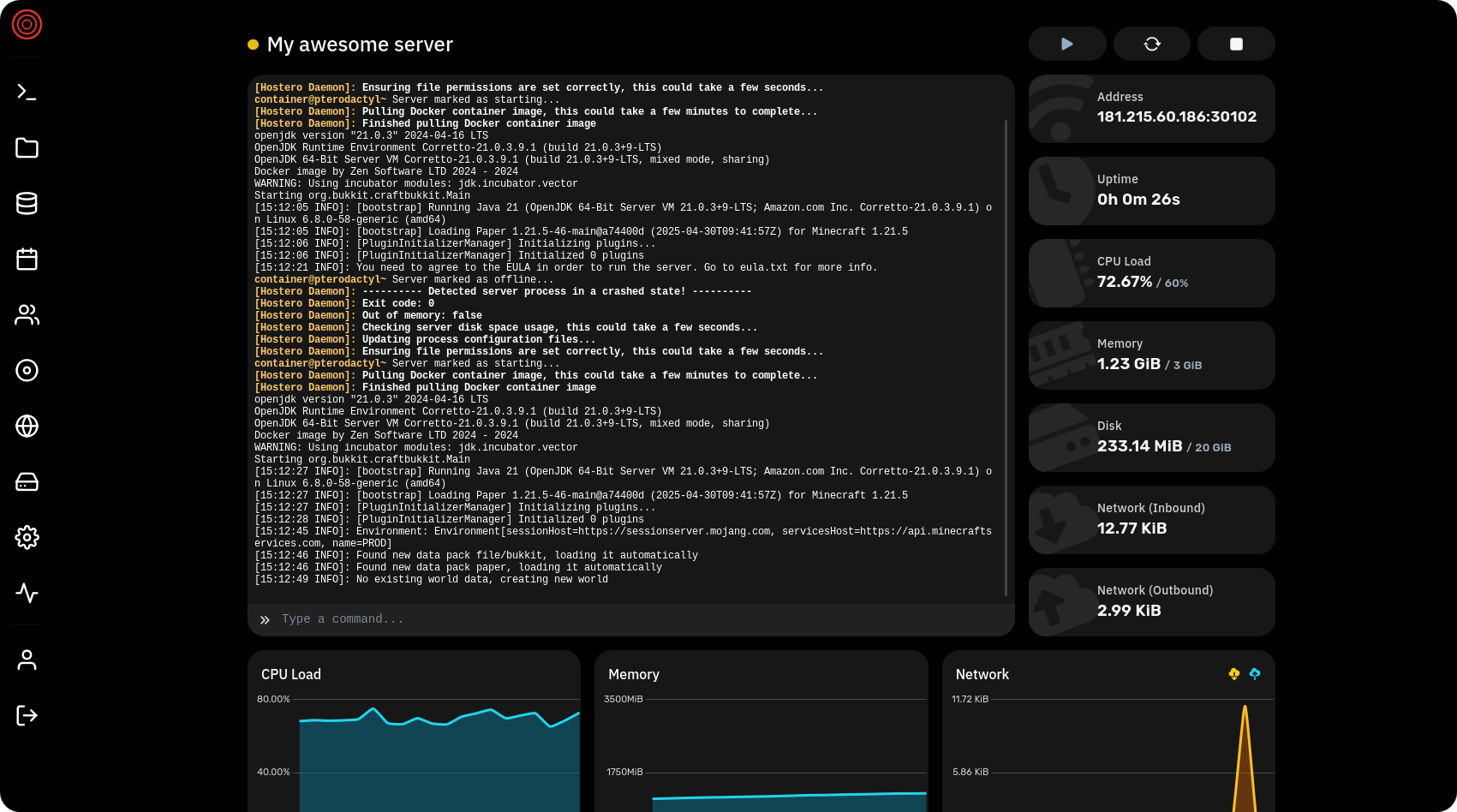 Hostero Dashboard